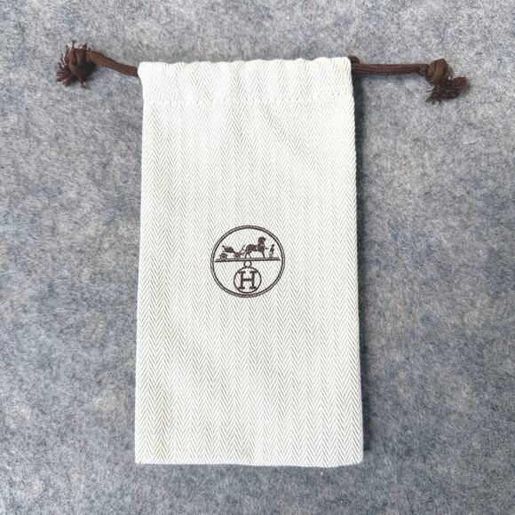 Authentic Hermes France Dust Bag Storage Gift Cream/Brown- 4"x7" - Picture 1 of 6